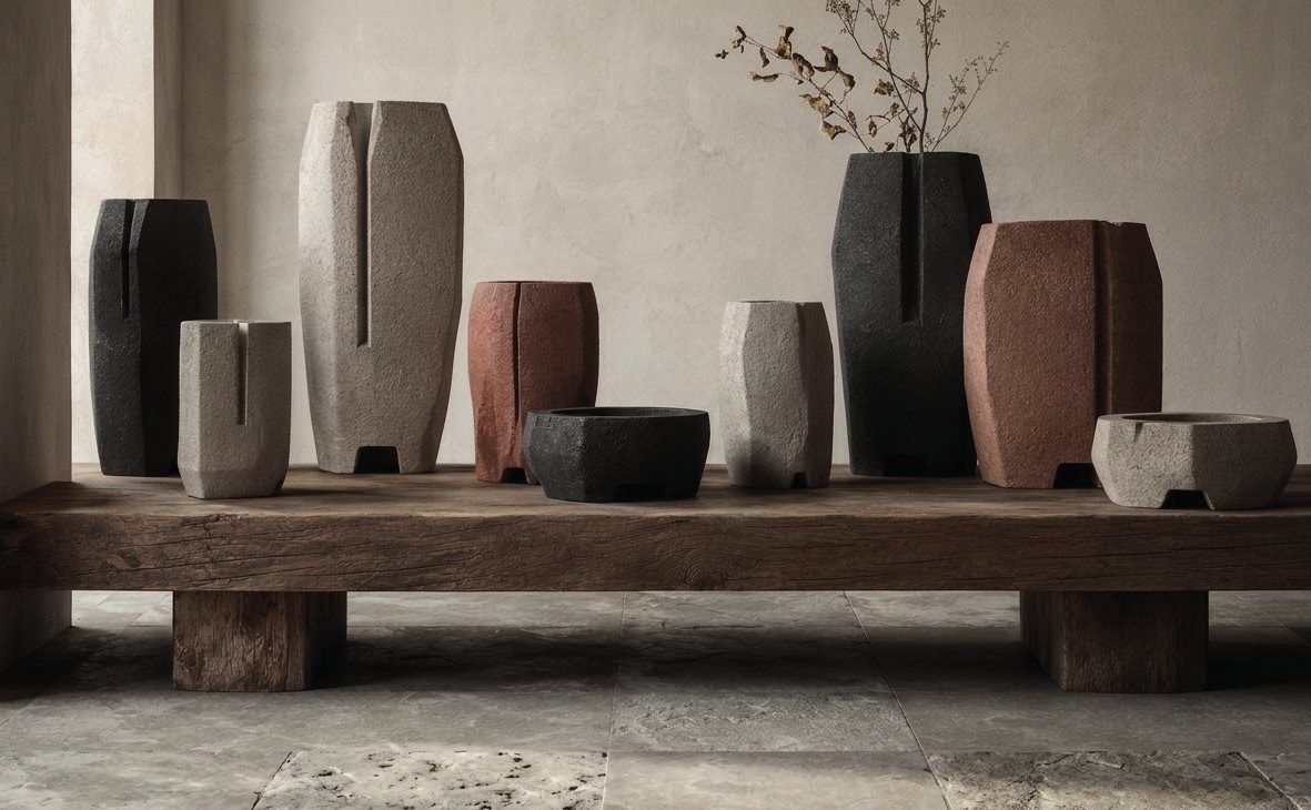 Hollows, a series of hand-cut ceramic vessels by Lys-Damen Landscape Architecture